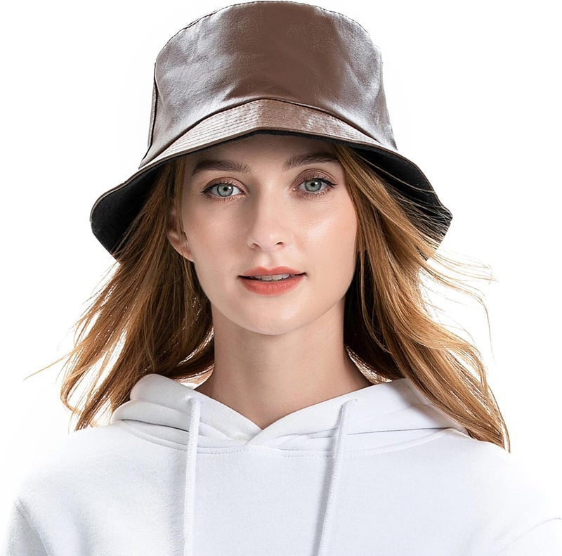 ZLYC Unisex Fashion Bucket Hat PU Leather Rain Hat Waterproof Fishmen Cap - Image 2